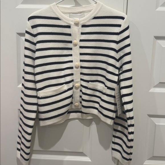 NWT English Factory Striped Cardigan with Gold Buttons Size Medium - Picture 1 of 16